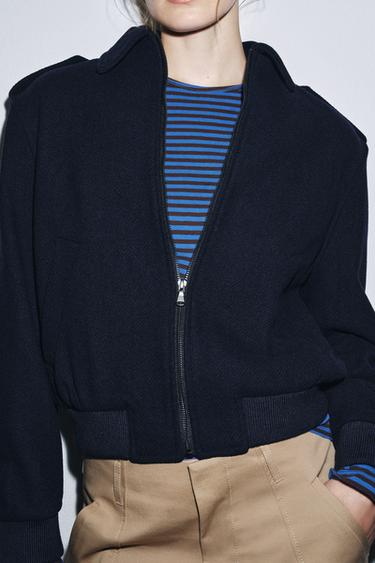 VESTE AVEC LAINE ZW COLLECTION - Bleu marine de Zara - Image 3