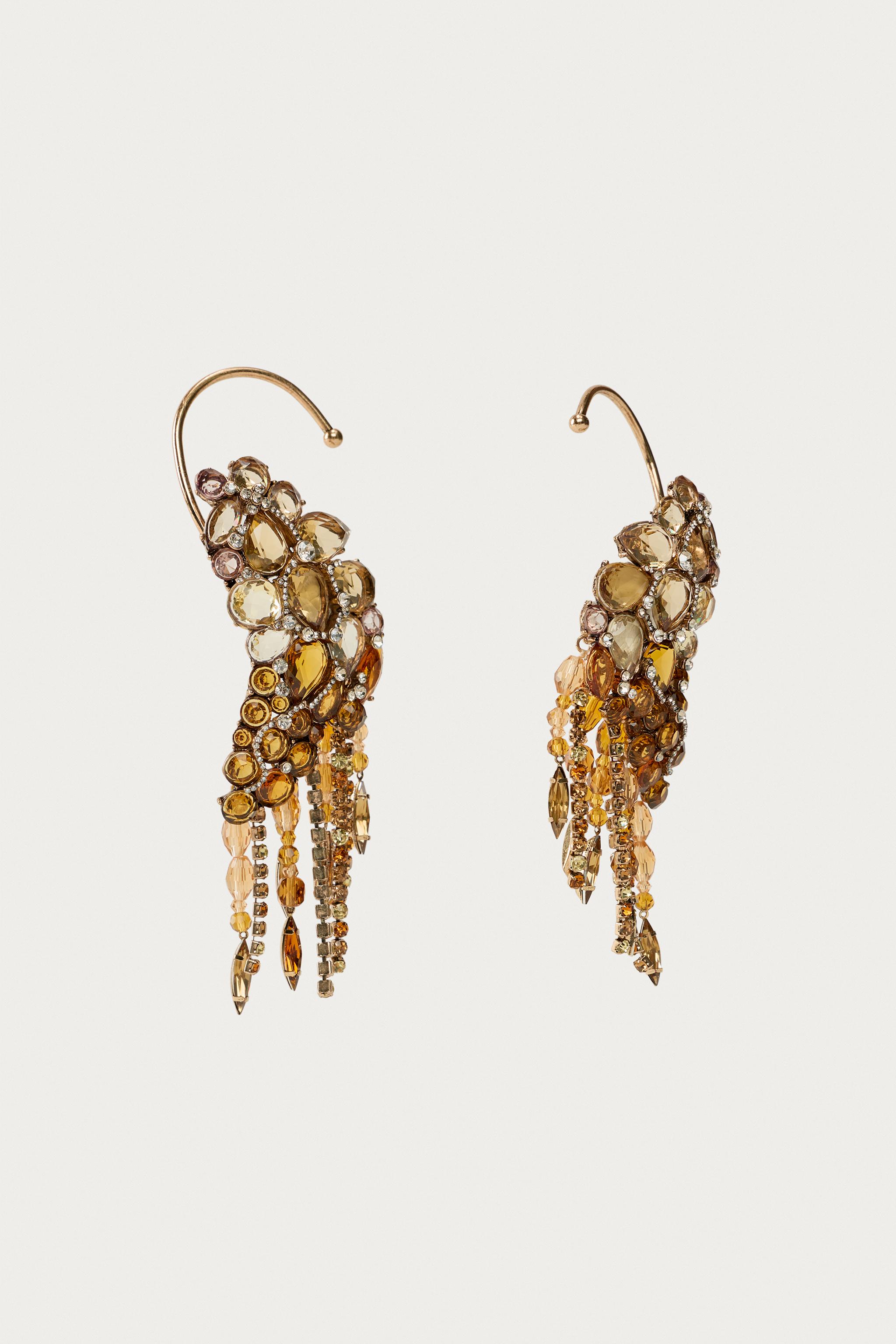 Женские аксессуары Zara MARISA BERENSON X ZARA SPARKLY JEWEL EARRINGS — фото 2