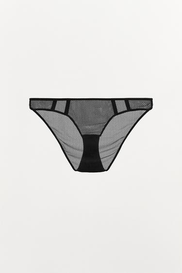 Zara CLASSIC MESH PANTIES - Black