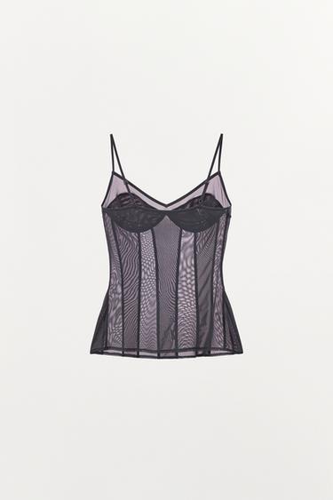 TOP EN TULLE STYLE LINGERIE - Bleu / Gris de Zara - Image 4