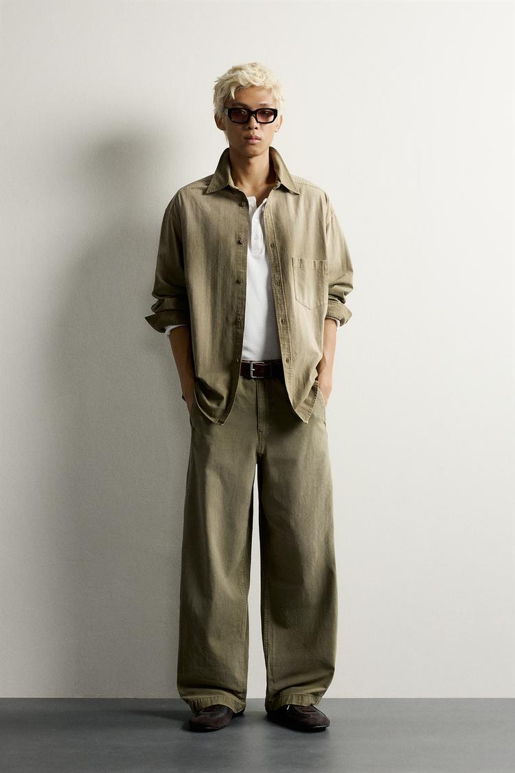 WASHED WIDE-LEG TROUSERS