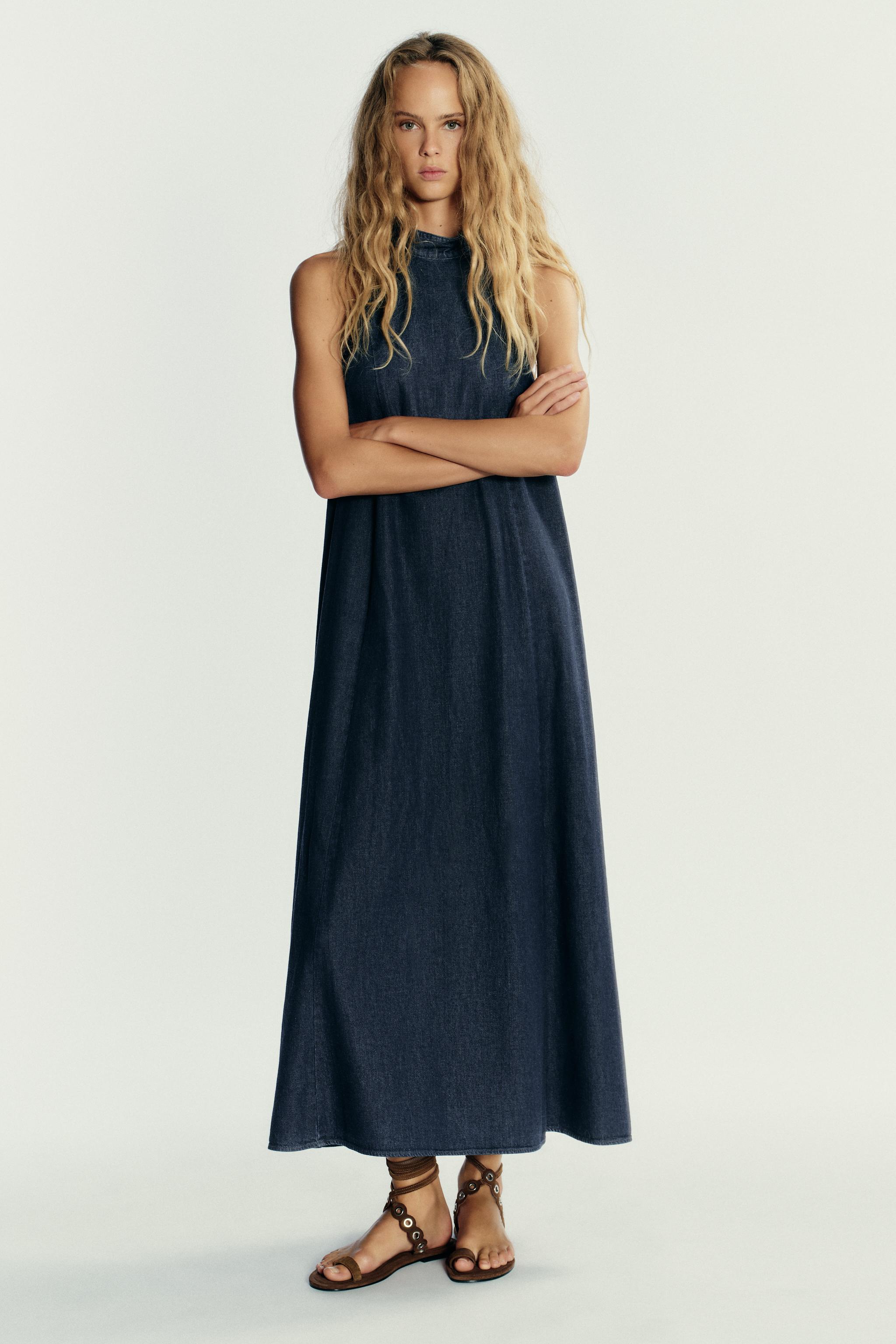 Short Cos Denim Dress TRF HALTER DENIM DRESS Navy Blue ZARA India Short Cos Denim Dress TRF HALTER DENIM DRESS Navy Blue ZARA India