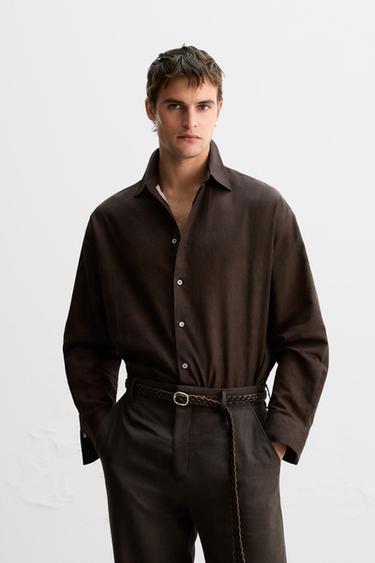 LIMITED EDITION LINEN/COTTON SHIRT - Brown by Zara