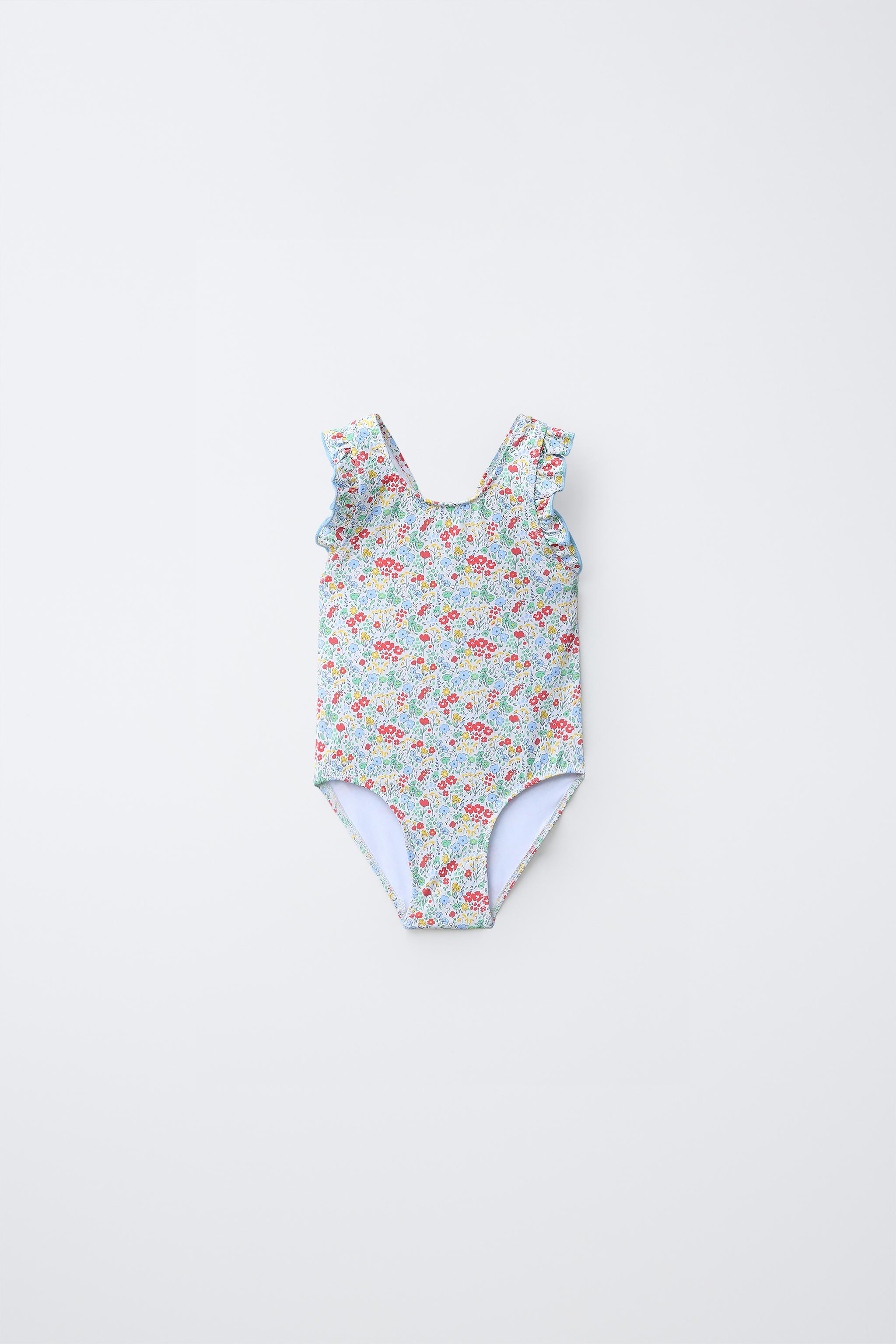 1-6 ANS/ MAILLOT DE BAIN FLEURS ET VOLANTS