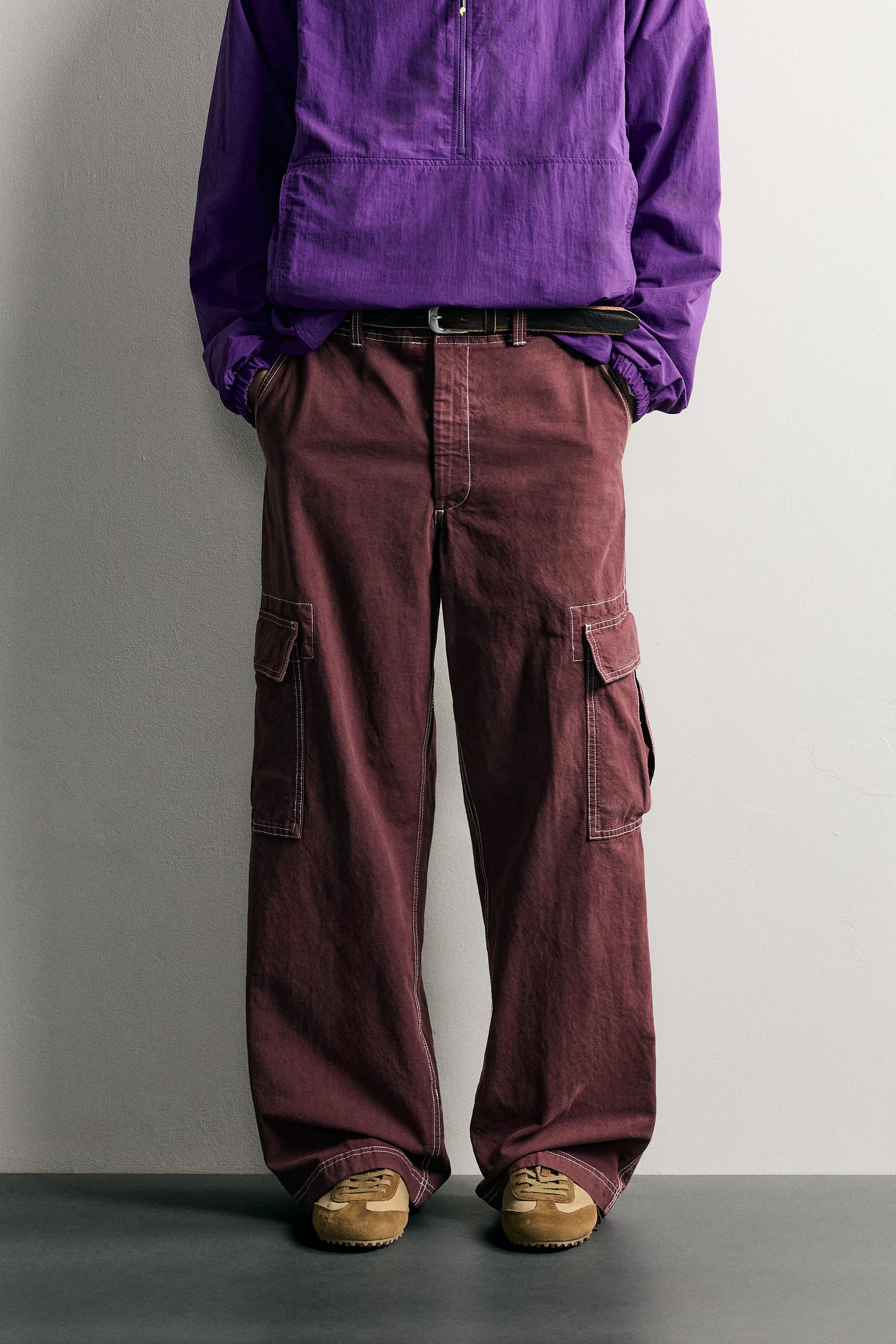 PANTALON CARGO COUPE DÉCONTRACTÉE À SURPIQÛRES