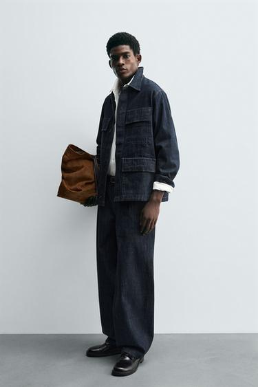 VESTE EN DENIM COUPE DÉCONTRACTÉE À POCHES - Indigo de Zara - Image 3