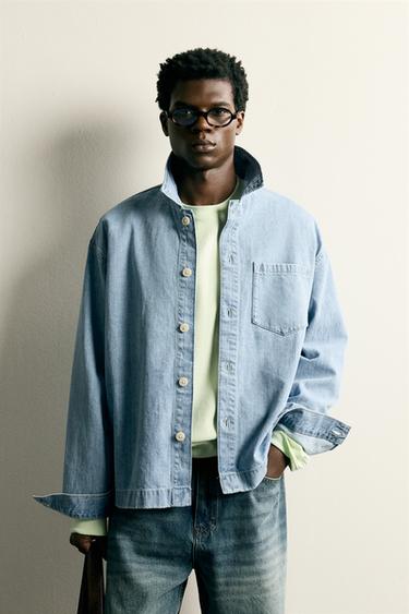 BOXY FIT DENIM SHIRT - Mid-blue by Zara