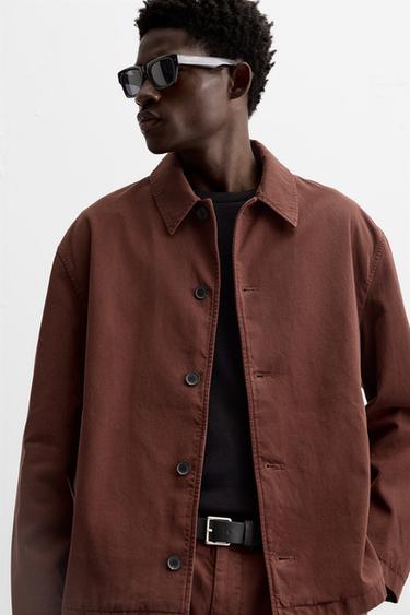 TEXTURED TWILL OVERSHIRT - Burgundy by Zara