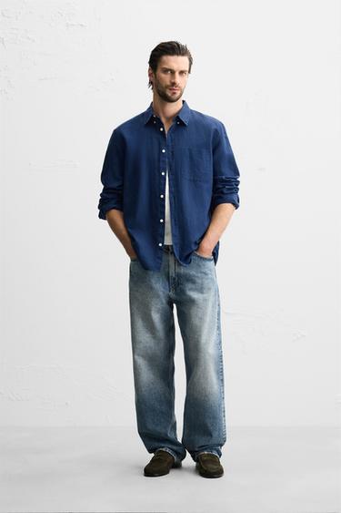 COTTON - LINEN SHIRT - Bluish by Zara
