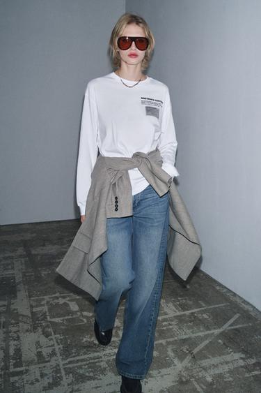 SCULPTURE PRINT LONG SLEEVE T-SHIRT - White by Zara - Image 0
