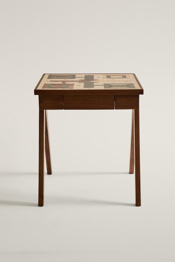 TABLE D'APPOINT PLATEAU PARCHÍS MARBRE - Marron foncé de Zara - Image 0