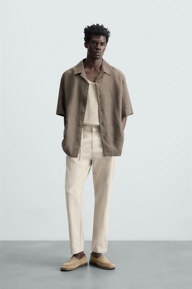 PANTALÓN CON LINO - Beige claro de Zara - Imagen 0