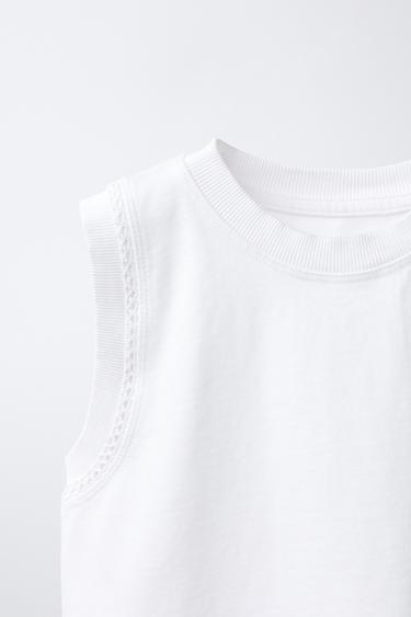 T-SHIRT LOURD EN JERSEY BRODÉ - Blanc de Zara - Image 2