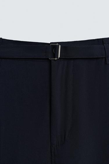 RELAXED FIT TROUSERS WITH BELT - Navy blue by Zara - Image 9