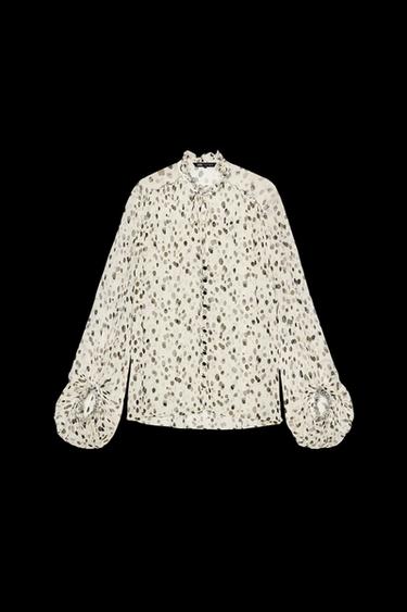 Zara ZW COLLECTION POLKA DOT SHIRT - Black / White - Image 0