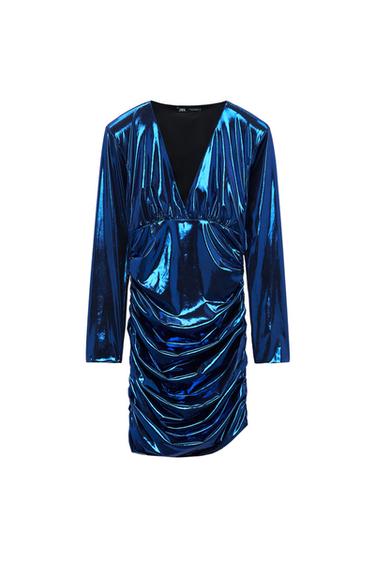 LAMINATED DRAPED DRESS