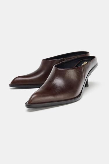 SABOTS EN CUIR AVEC CONTOUR - Marron de Zara - Image 2