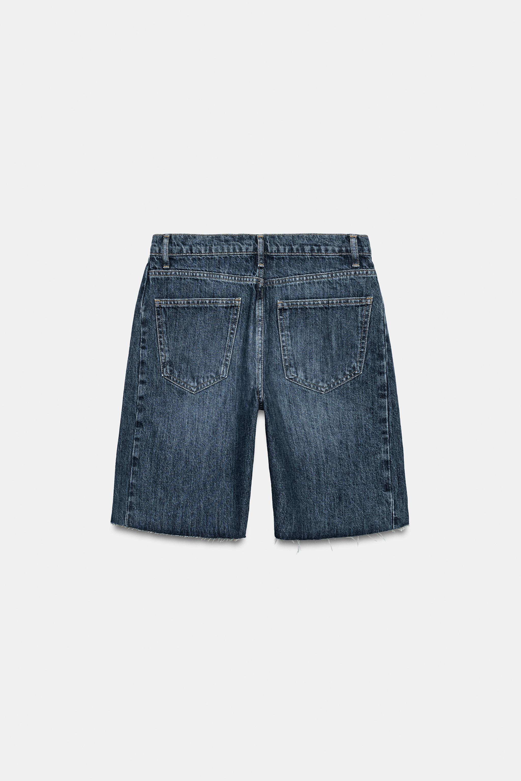 ZW COLLECTION RELAXED FIT MID-RISE DENIM SHORTS - Mid-blue | ZARA