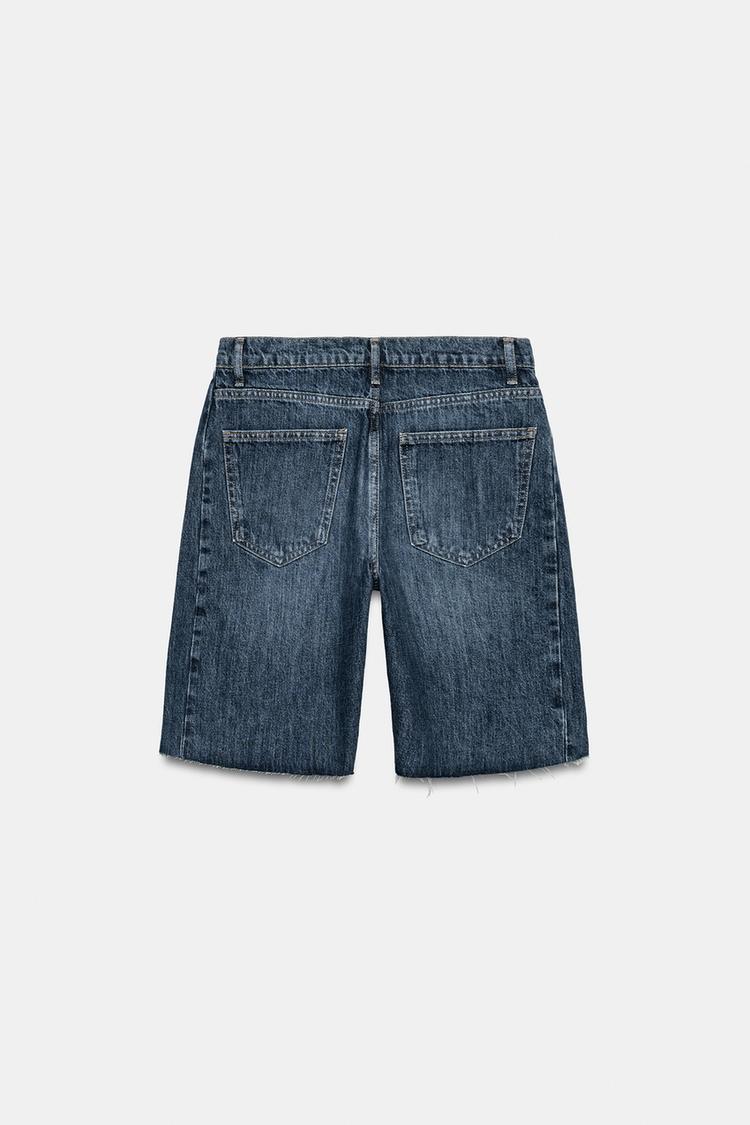 Pantalones cortos de mezclilla tipo bermuda de tiro medio y corte relajado ZW COLLECTION 7