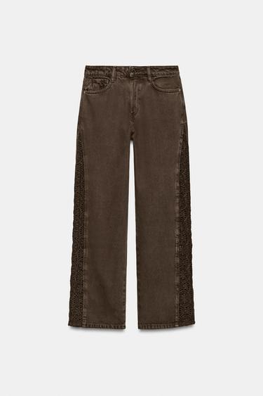 Z1975 LOOSE-FIT MID-WAIST JEANS WITH CROCHET - Brown by Zara - Image 6