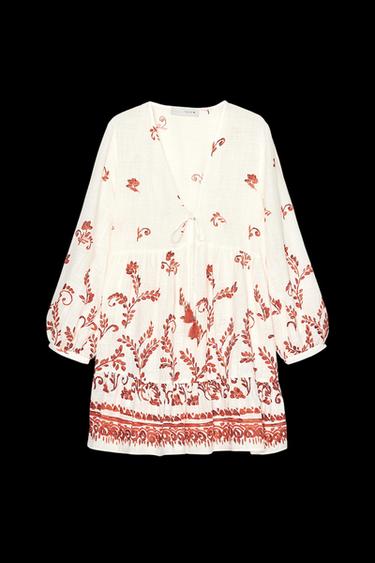 GEMUSTERTES MINIKLEID - Ziegelrot von Zara - Bild 0