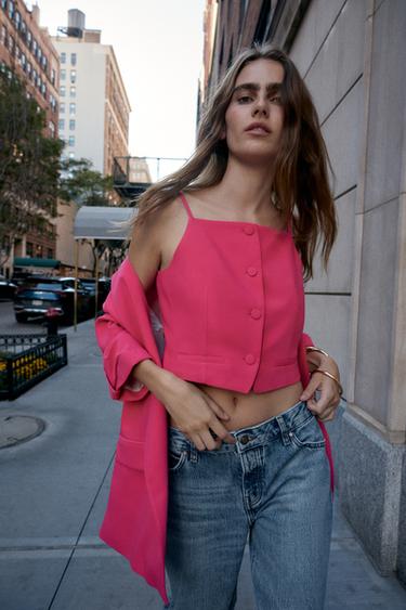 TOP CHALECO BOTONES - Fucsia de Zara