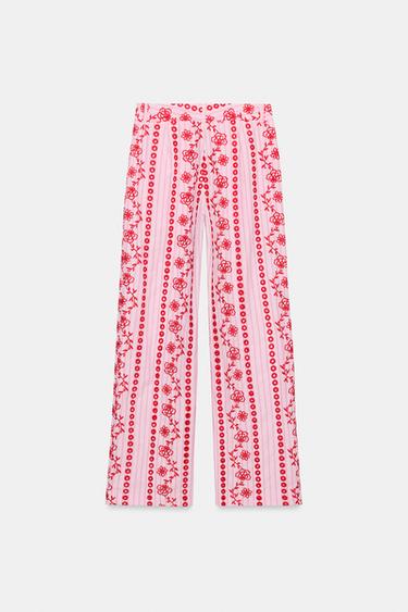 PANTALON BRODERIES AJOURÉES - Rose de Zara - Image 8