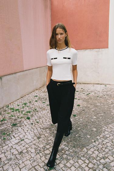 CAMISETA BOLSILLOS - Blanco de Zara