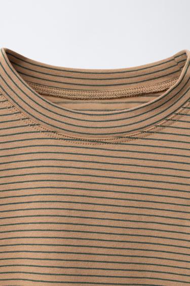 T-SHIRT À RAYURES ÉTIQUETTE BENSIMON ® X ZARA - Marron clair de Zara - Image 2