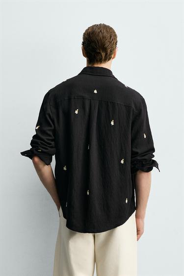 EMBROIDERED FLOWING SHIRT - Black by Zara - Image 3