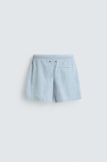 MAILLOT DE BAIN MI-LONG À RAYURES - Bleu ciel de Zara - Image 6