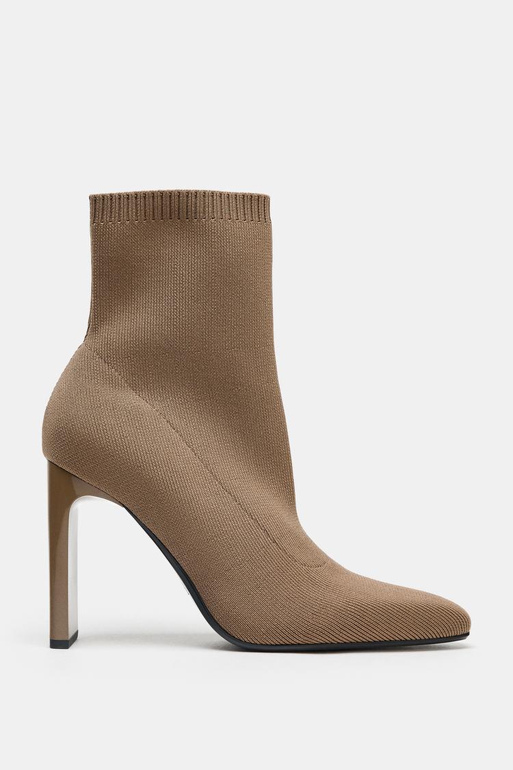 FABRIC HIGH-HEEL ANKLE BOOTS Beige ZARA South Africa