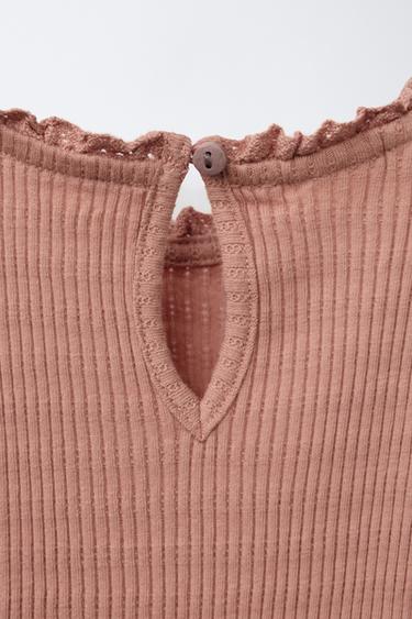 LACE TRIM BODYSUIT AND LEGGINGS SET - Chalk pink by Zara