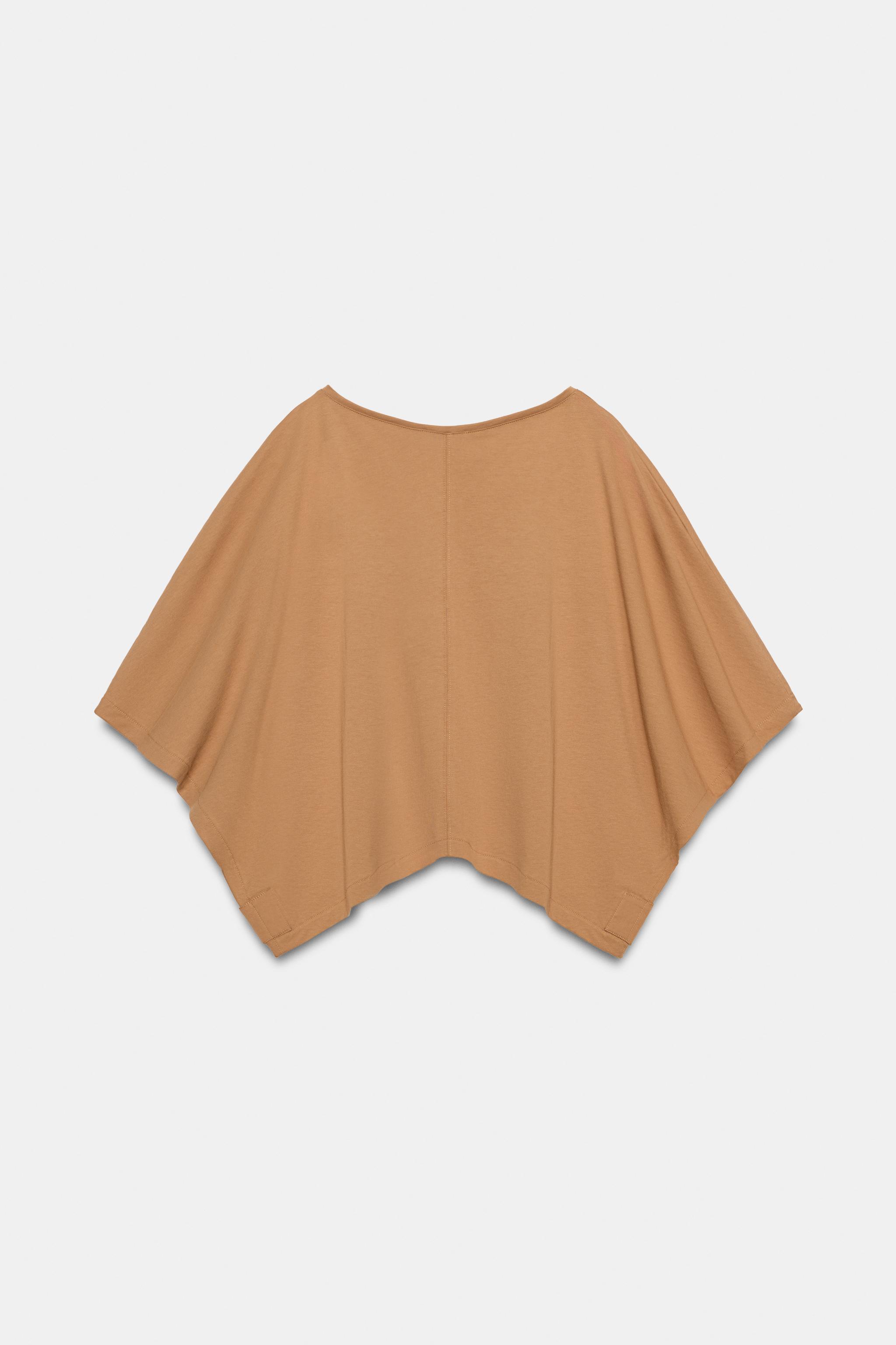 Женские футболки Zara COTTON CAPE T-SHIRT — фото 6