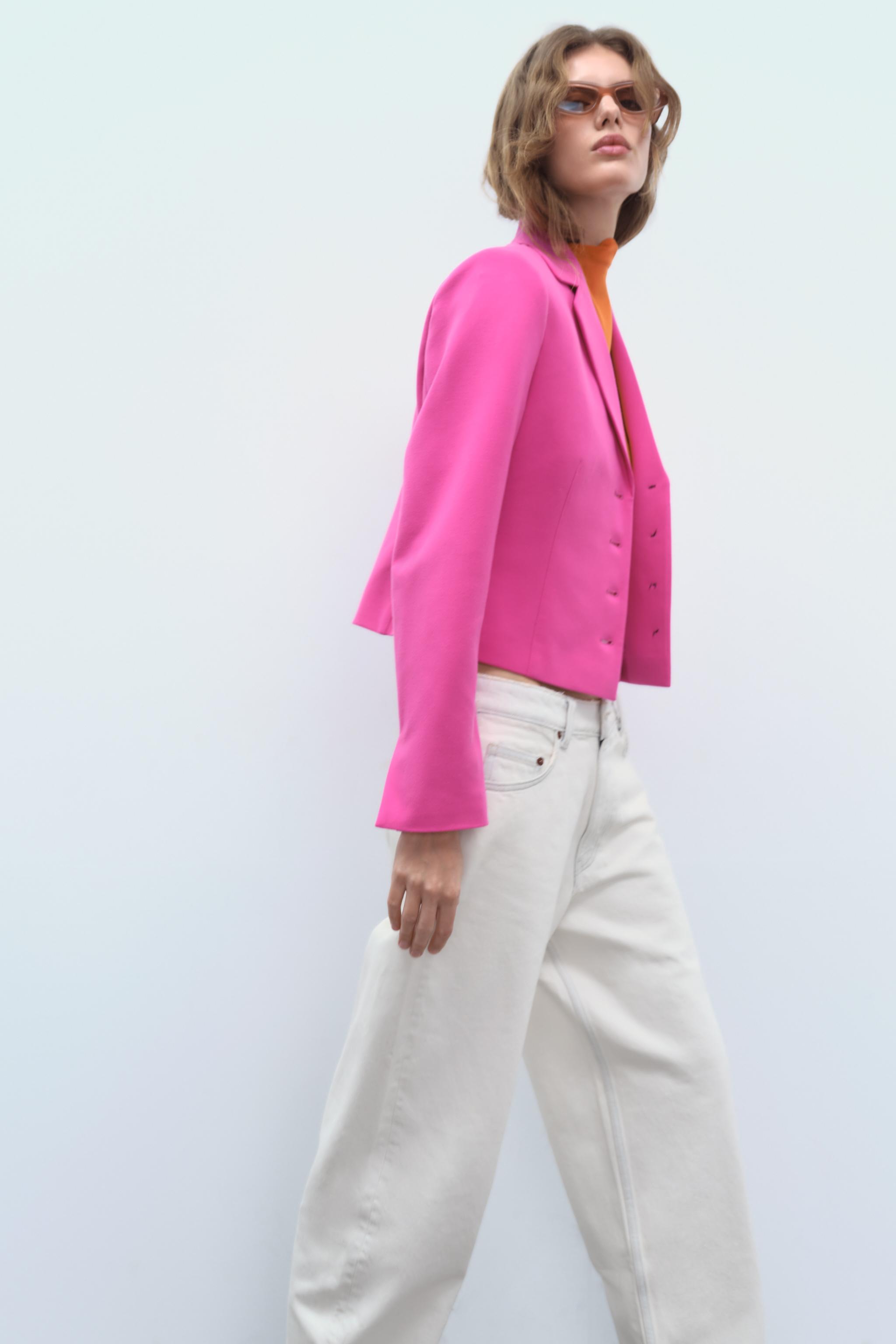FITTED BLAZER WITH TOPSTITCHING - Fuchsia