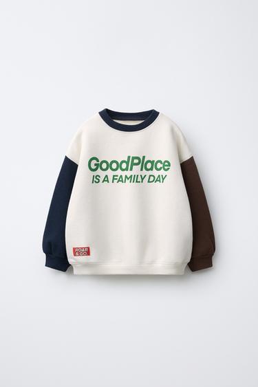 RAGLAN SLEEVE SWEATSHIRT WITH SLOGAN - Ecru by Zara