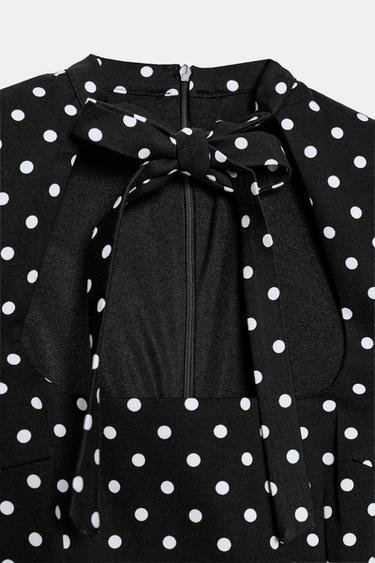 ROBE COURTE À NŒUD ET POIS - Noir / Blanc de Zara - Image 6