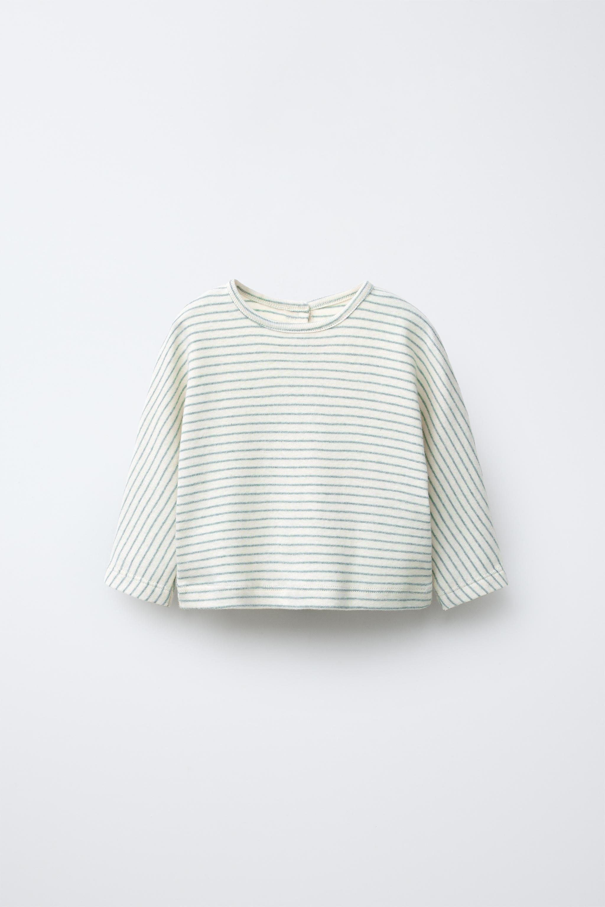 ★ドイツ発*ZARA*新作*STRIPED リブニットTシャツ/U★ STRIPED T-SHIRT - Greenish | ZARA United States