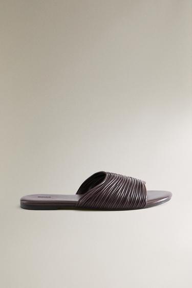 Zara LEATHER STRAPPY SANDALS - Burgundy Red - Image 0
