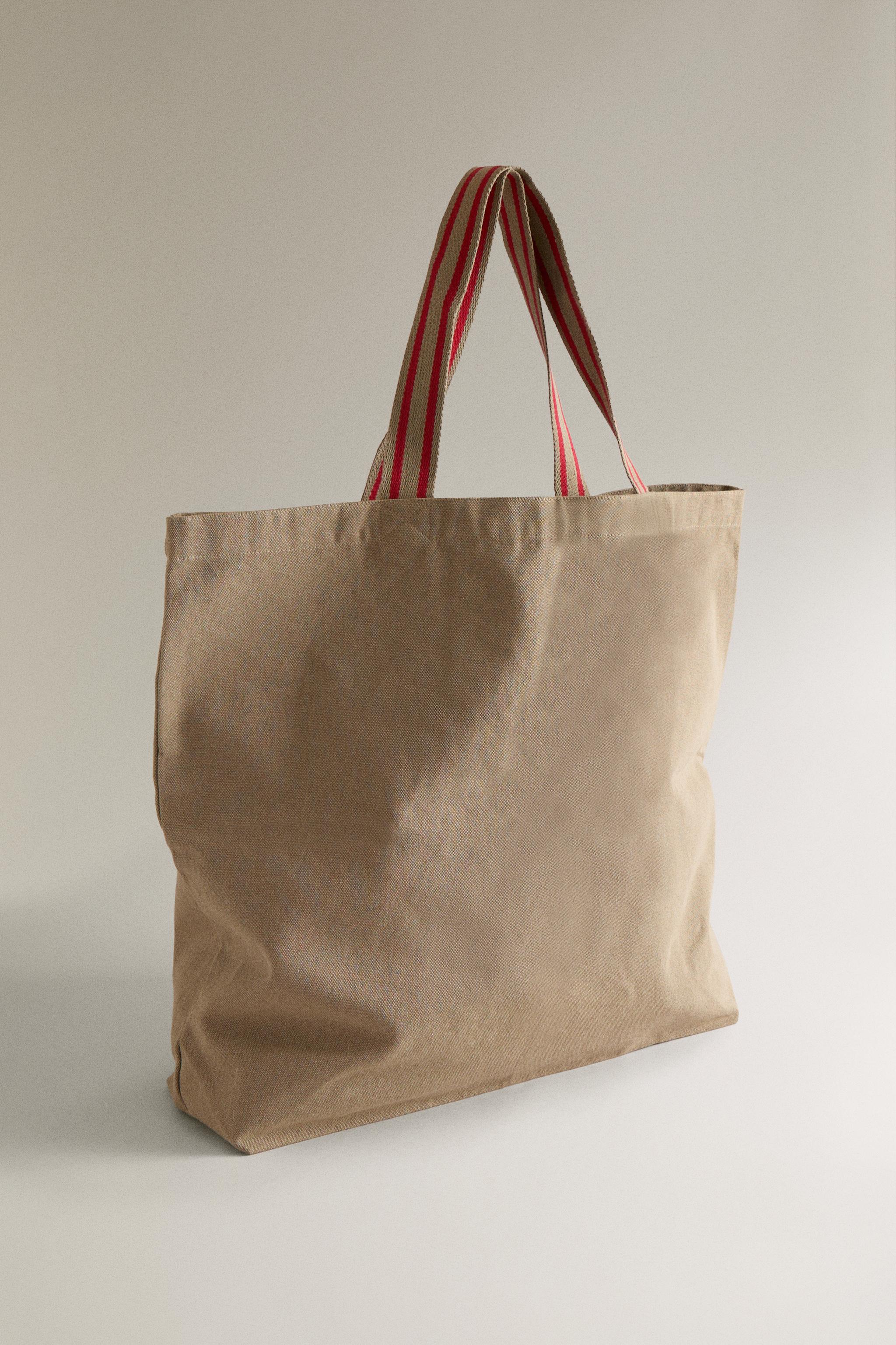 STRIPED FABRIC TOTE BAG