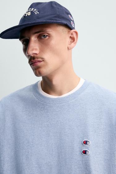 Zara CHAMPION ® X ZARA PATCH T-SHIRT - Blue marl