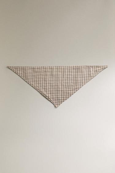 BANDANA COTON LIN CARREAUX ANIMAUX DE COMPAGNIE - Vert de Zara - Image 1