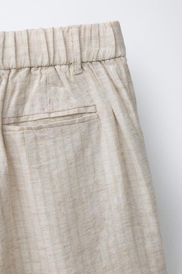 LINEN BLEND SUIT BERMUDA SHORTS - Light beige by Zara - Image 3