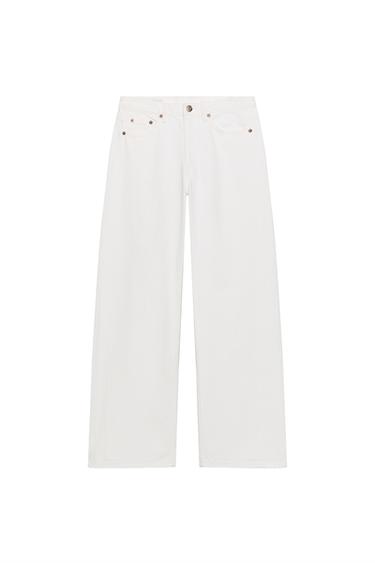 JEANS TRF WIDE LEG CINTURA MÉDIA - Branco-marfim da Zara