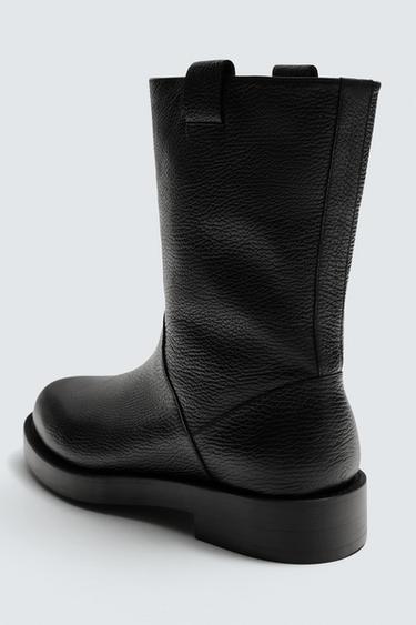 LEATHER KNEE-HIGH BOOTS - Black by Zara - Image 2