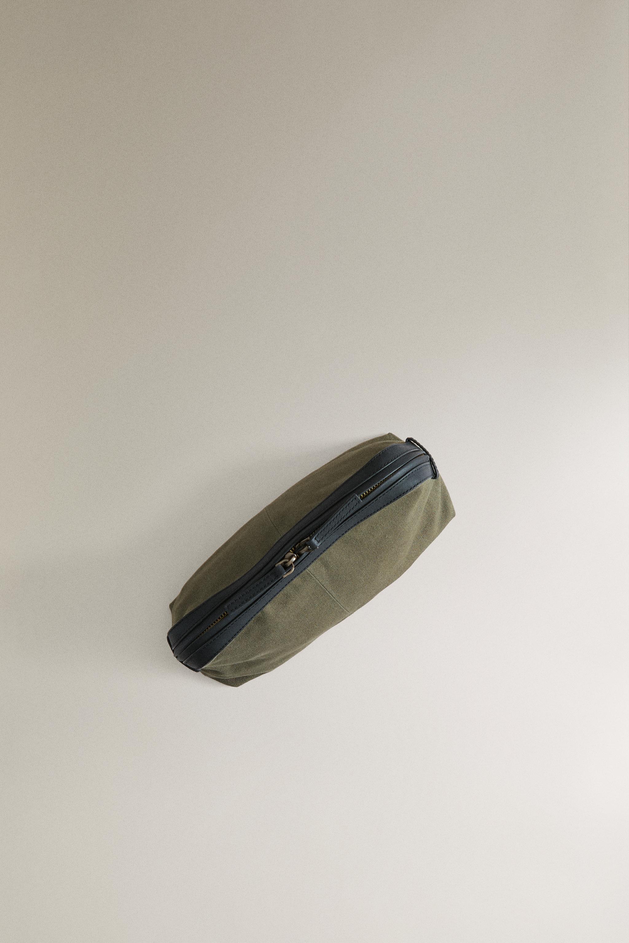 CANVAS LEATHER MAKEUP BAG