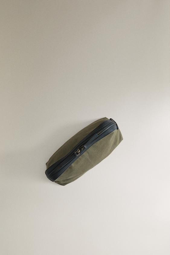 TROUSSE DE TOILETTE TOILE CUIR - Vert kaki de Zara - Image 2