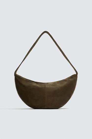 BOLSO HOMBRO PIEL - Verde Caqui de Zara