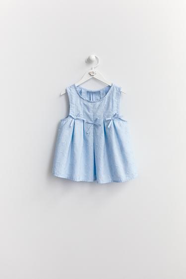TOP MED BRODEREDE SLØJFER - himmelblå fra Zara