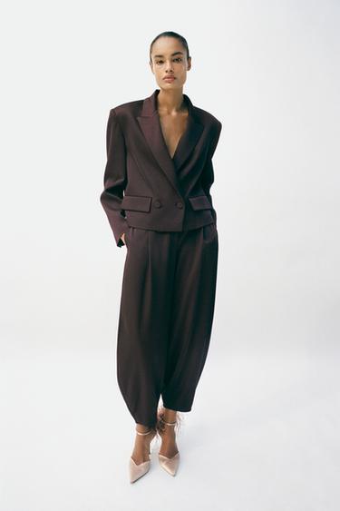 АТЛАСНЫЕ БРЮКИ CARROT FIT — ТЕМНО-КОРИЧНЕВЫЙ от Zara